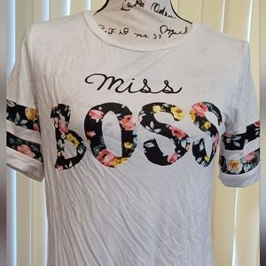 T-Shirt Miss Boss White Floral